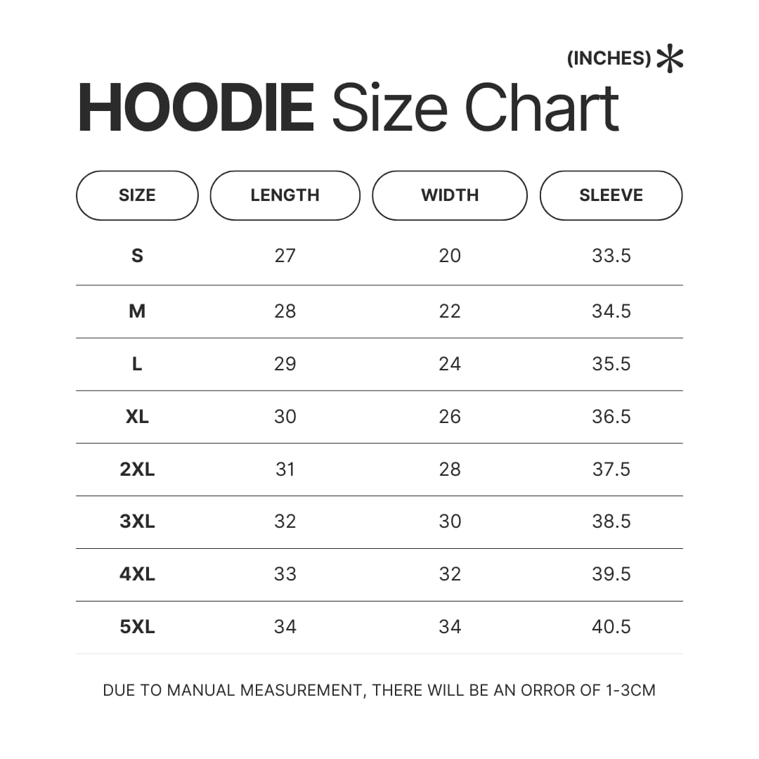 Hoodie Size Chart - Max Verstappen Shop