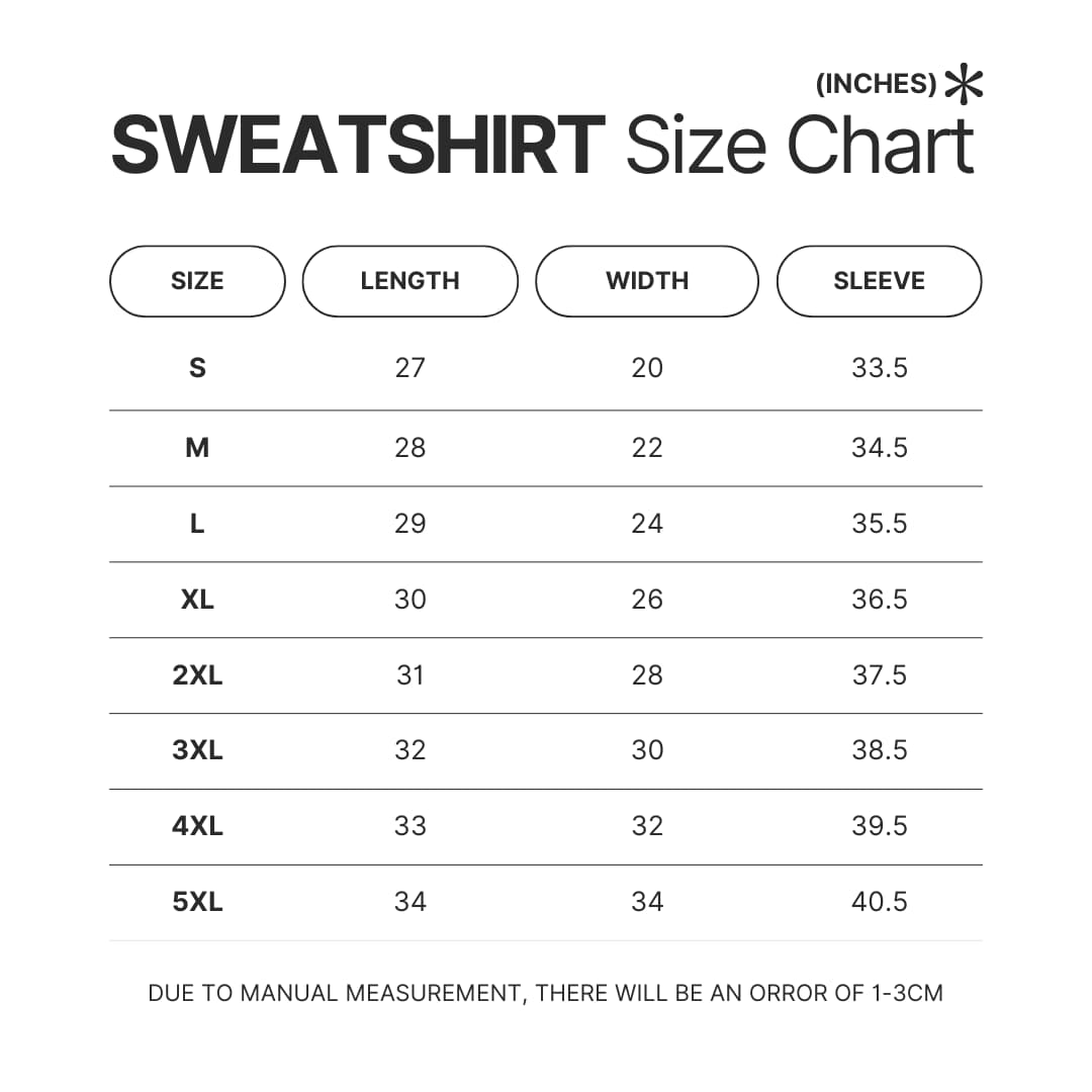 Sweatshirt Size Chart - Max Verstappen Shop