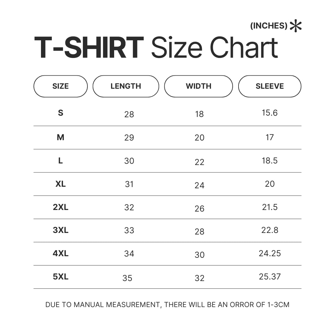 T shirt Size Chart - Max Verstappen Shop