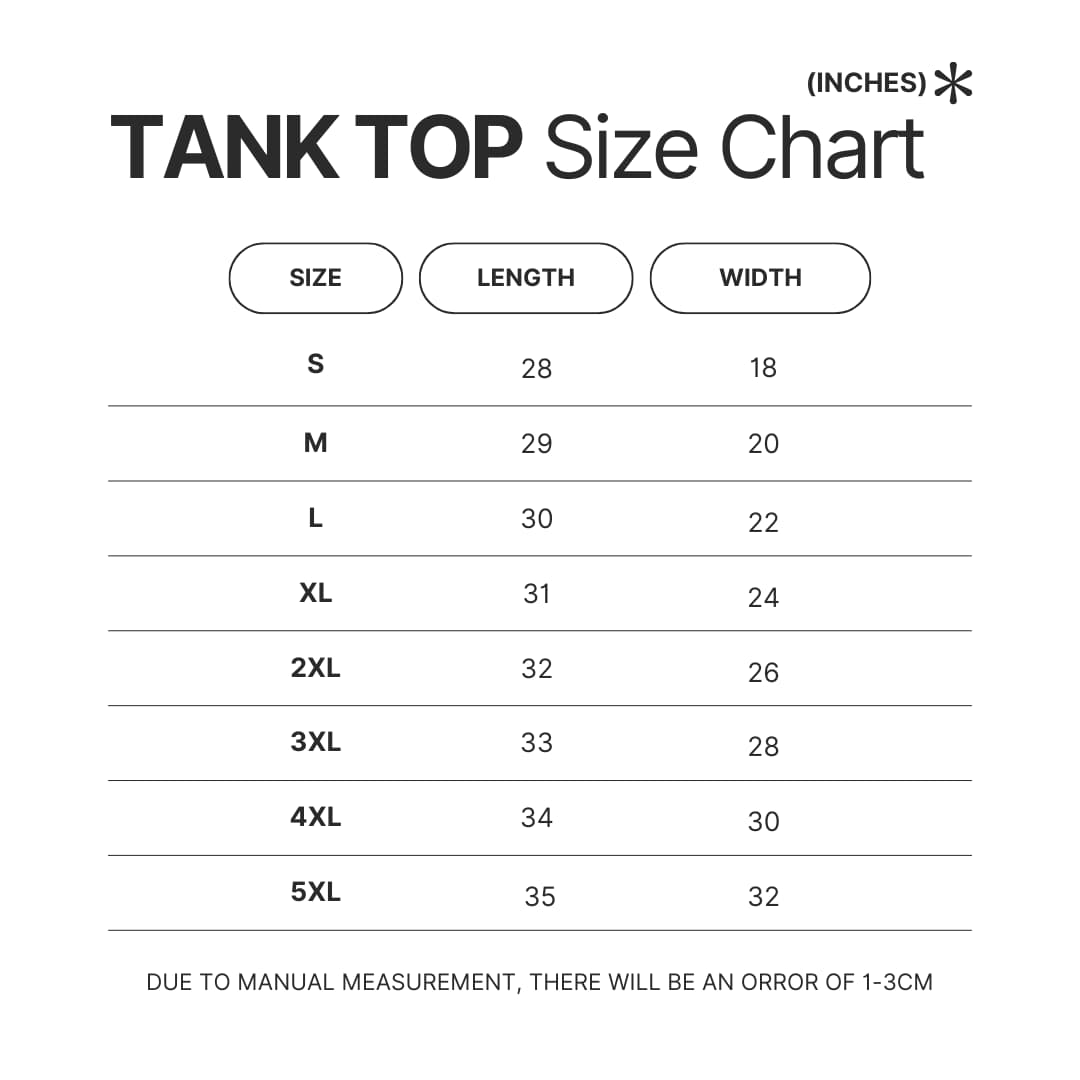 Tank Top Size Chart - Max Verstappen Shop