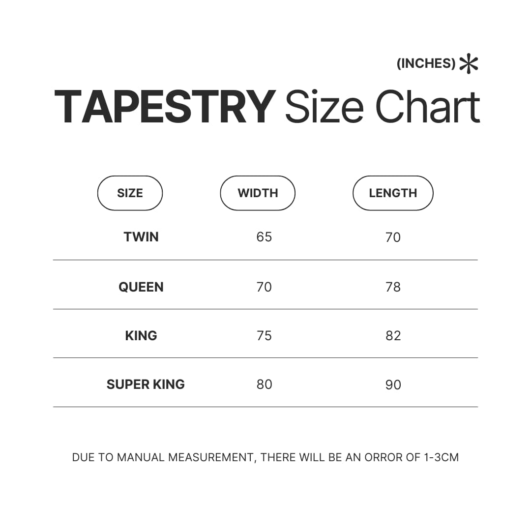 Tapestry Size Chart - Max Verstappen Shop